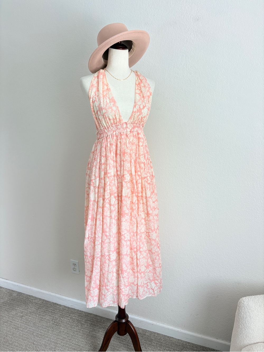 LoveShackFancy Silk Blend Floral Halter Maxi Dress - Picture 3 of 11